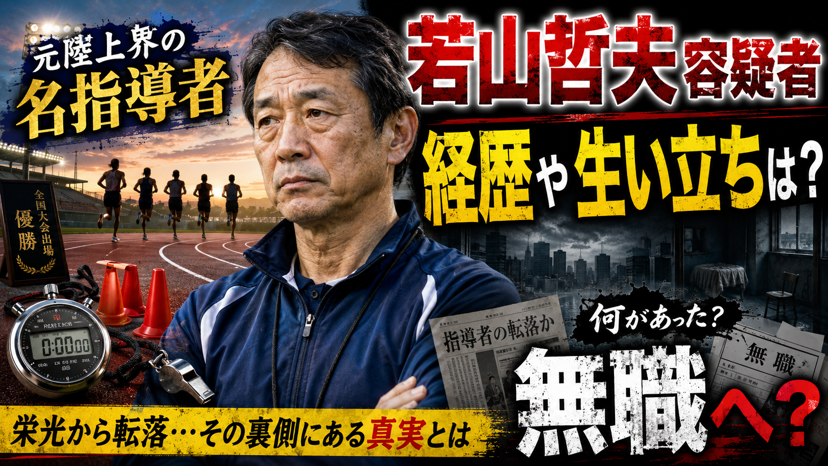 若山哲夫容疑者の経歴や生い立ちは？元陸上界の名指導者から無職へ？